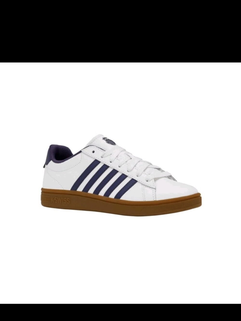 K-Swiss Court Tiebreak II Men’s Sneakers Bright White Naval Academy Gum Leather - Picture 4 of 8
